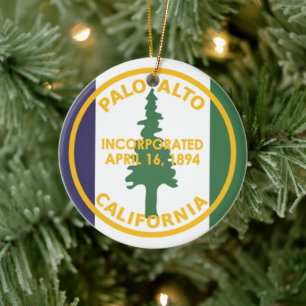 Flag of Palo Alto, California Ceramic Tree Decoration