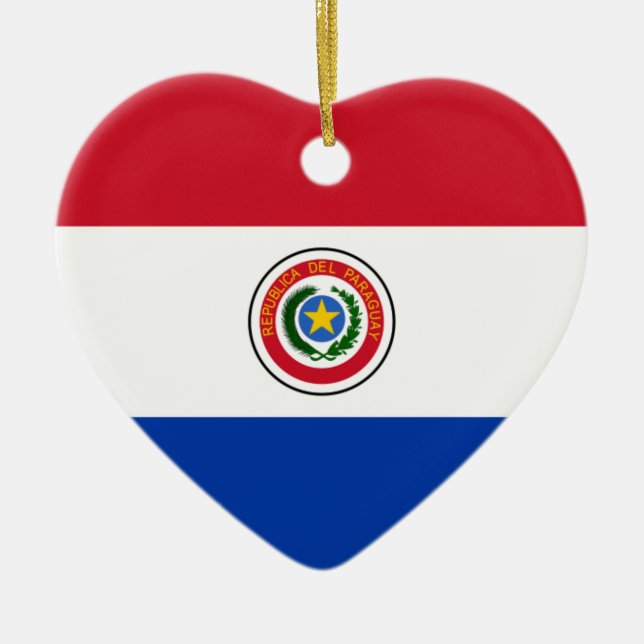 Flag of Paraguay Ceramic Tree Decoration (Front)