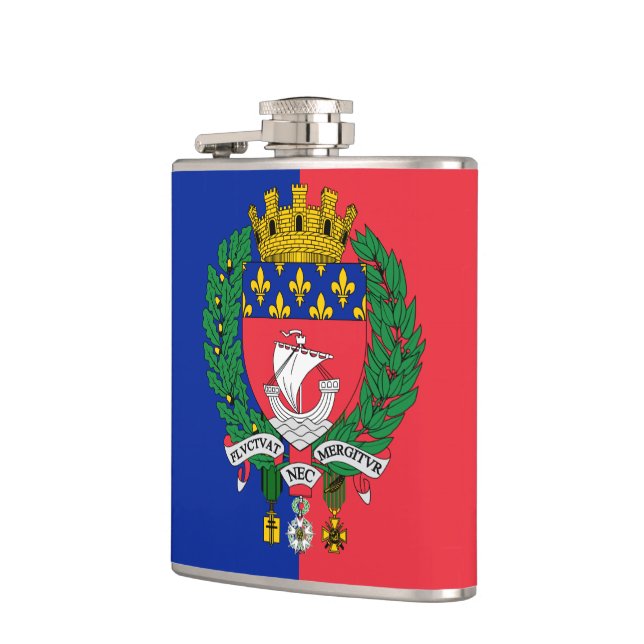 Flag of Paris, France Hip Flask (Left)