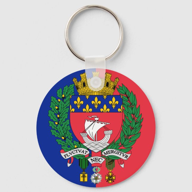 Flag of Paris, France Key Ring (Front)