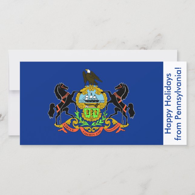 Flag of Pennsylvania, Happy Holidays from U.S.A. Holiday Card (Front)