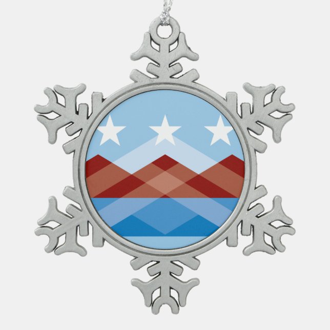 Flag of Peoria, Arizona Snowflake Pewter Christmas Ornament (Front)