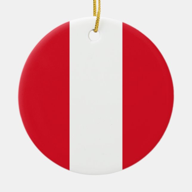 Flag of Peru Ceramic Tree Decoration (Front)