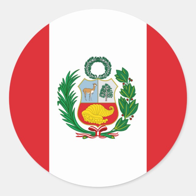 Flag of Peru Classic Round Sticker (Front)