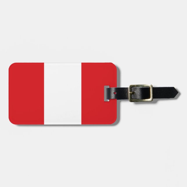 Flag of Peru Luggage Tag w/ leather strap (Front Horizontal)