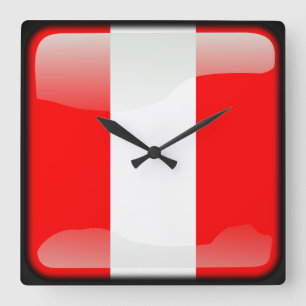 Flag of Peru Square Wall Clock