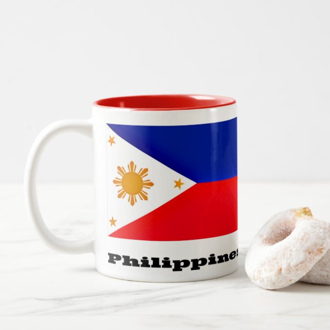 Flag of Philippines, archipelago, Two-Tone Coffee Mug (With Donut)