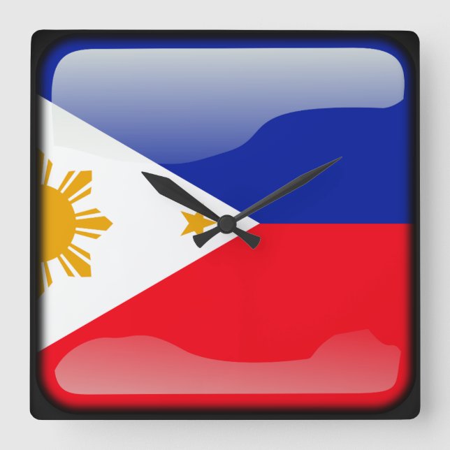 Flag of Philippines Square Wall Clock (Front)