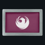 Flag of Phoenix, Arizona Belt Buckle<br><div class="desc">Belt Buckle with a design with the flag of Phoenix,  Arizona. A maroon flag with a white phoenix in the centre</div>