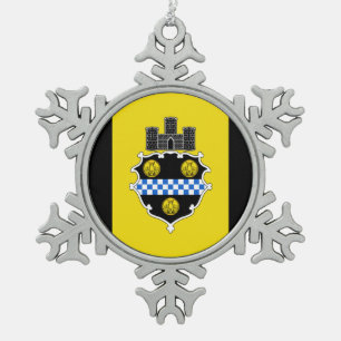 Flag of Pittsburgh, Pennsylvania Snowflake Pewter  Christmas Ornament