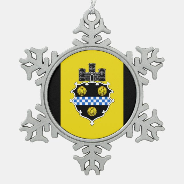 Flag of Pittsburgh, Pennsylvania Snowflake Pewter  Snowflake Pewter Christmas Ornament (Front)