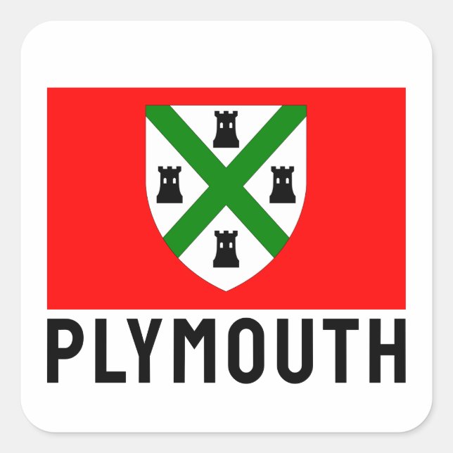 Flag of Plymouth (England) Square Sticker (Front)