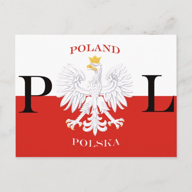 Flag of Poland Polska White Eagle Postcard (Front)