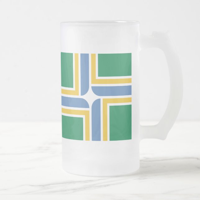 Flag of Portland, Oregon Frosted Glass Beer Mug (Right)