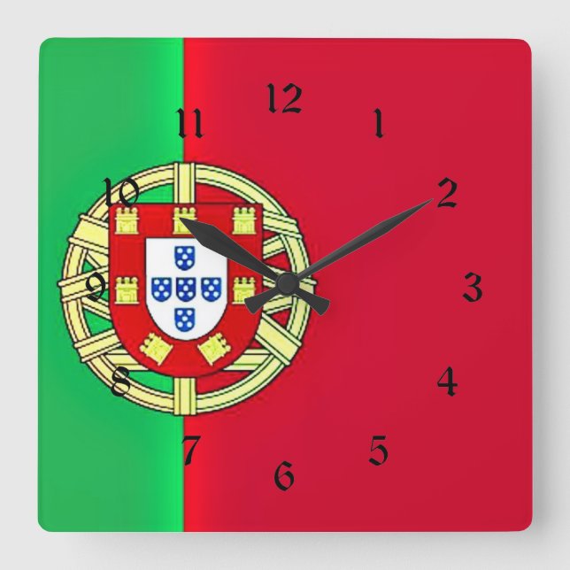 Flag of Portugal coloful custom design Square Wall Clock (Front)
