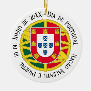 Flag of Portugal for Day of Portugal holiday Ceramic Tree Decoration