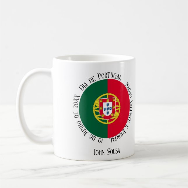 Flag of Portugal for Day of Portugal holiday Coffee Mug (Left)