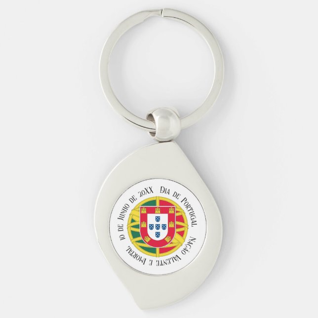 Flag of Portugal for Day of Portugal holiday Key Ring (Front)