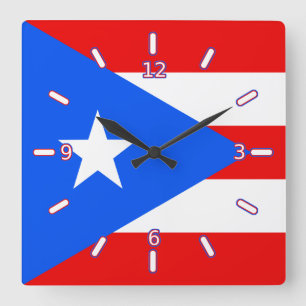 Flag of Puerto Rico Clock (With Numbers)