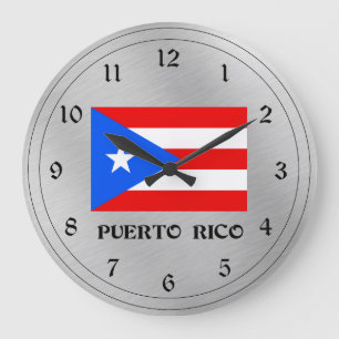 Flag of Puerto Rico Large Clock