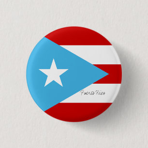 Flag of Puerto Rico Light Blue Red and White 3 Cm Round Badge