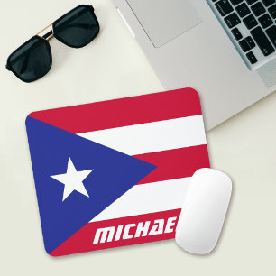 Flag of Puerto Rico with Monogram Mouse Mat