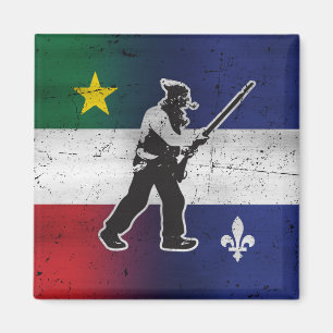 Flag of Quebec and Patriote Henri Julien eroded Magnet