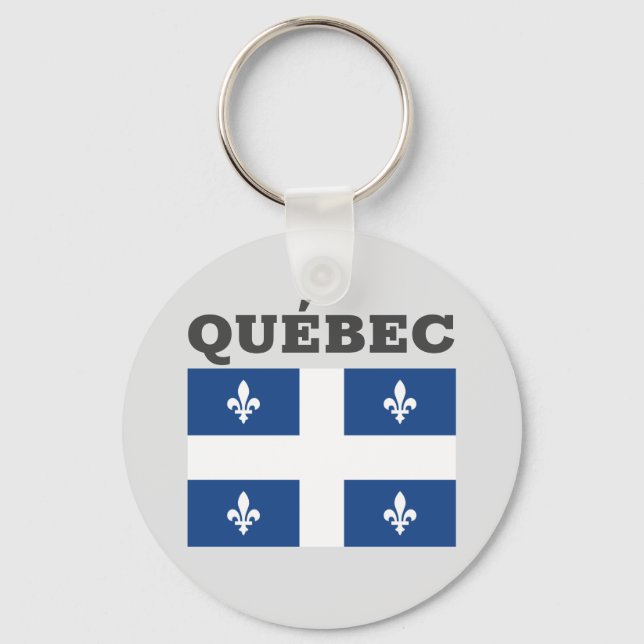Flag of Québec, Canada Key Ring (Front)