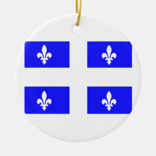 Flag of Quebec Ceramic Tree Decoration