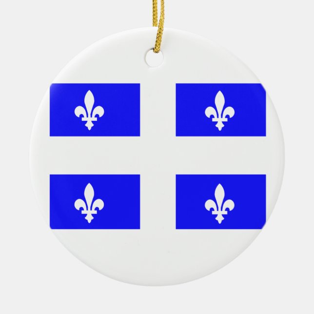 Flag of Quebec Ceramic Tree Decoration (Front)