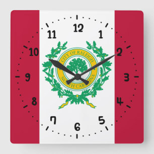 Flag of Raleigh, North Carolina Square Wall Clock