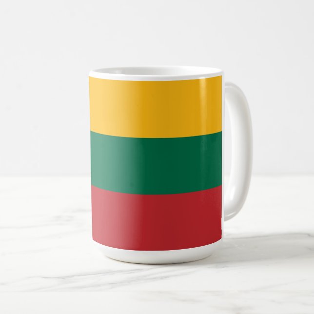 Flag of Republic of Lithuania custom-cut  Coffee Mug (Front Right)