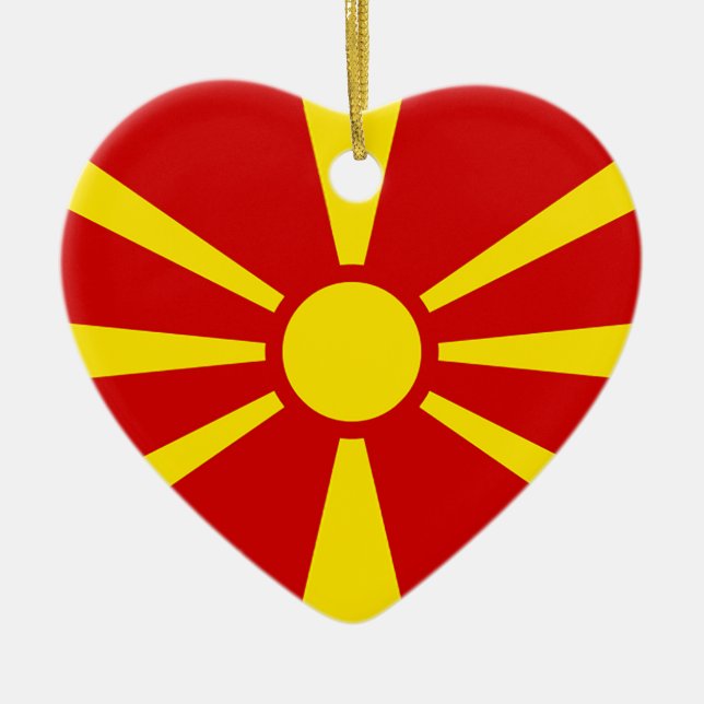 Flag of Republic of Macedonia Ceramic Tree Decoration (Front)