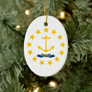 Flag of Rhode Island Ceramic Tree Decoration