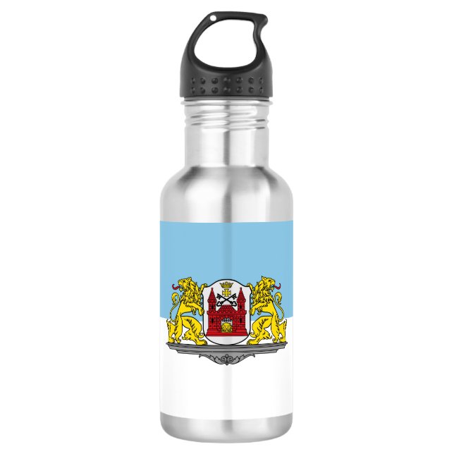 Flag of Riga, Latvia Stainless Steel Water Bottle (Front)