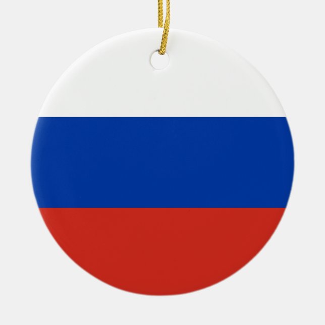 Flag of Russia Ceramic Tree Decoration (Front)