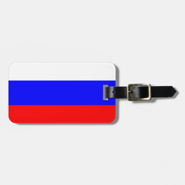 Flag of Russia Luggage Tag w/ leather strap (Front Horizontal)