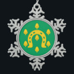 Flag of Rutland  Snowflake Pewter Christmas Ornament<br><div class="desc">Snowflake Ornamentwith design with a flag of historic county of Rutland,  in England,  Great Britain; green flag with acorns and a golden horseshoe in the centre</div>