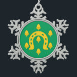 Flag of Rutland  Snowflake Pewter Christmas Ornament<br><div class="desc">Snowflake Ornamentwith design with a flag of historic county of Rutland,  in England,  Great Britain; green flag with acorns and a golden horseshoe in the centre</div>