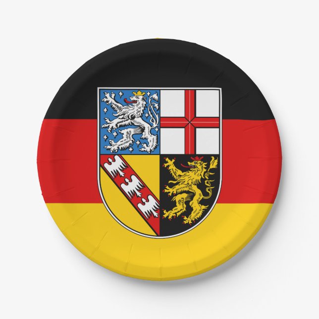 Flag of Saarland Paper Plates (Front)