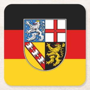 Flag of Saarland Square Paper Coaster