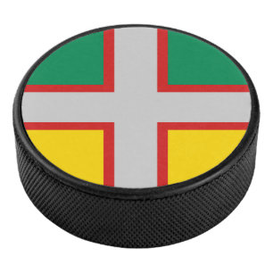 Flag of Saguenay–Lac-Saint-Jean (QUÉBEC) Hockey Puck
