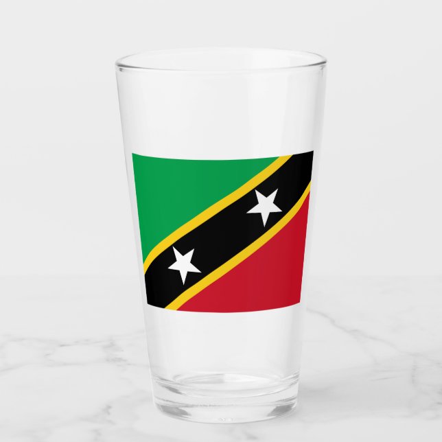 Flag of Saint Kitts and Nevis (Caribbean) Glass (Front)