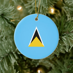 Flag of Saint Lucia (St Lucia) (Caribbean) Ceramic Tree Decoration