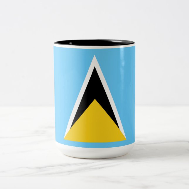 Flag of Saint Lucia (St Lucia) (Caribbean) Two-Tone Coffee Mug (Center)