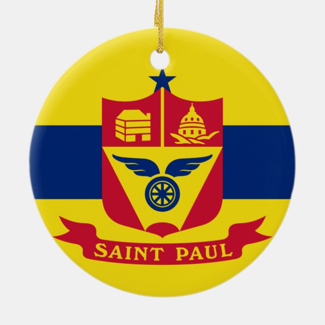 Flag of Saint Paul (Minnesota) Ceramic Tree Decoration (Back)