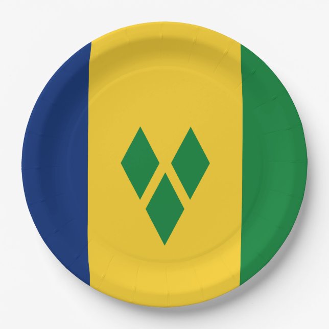 Flag of Saint Vincent and the Grenadines Paper Plate (Front)