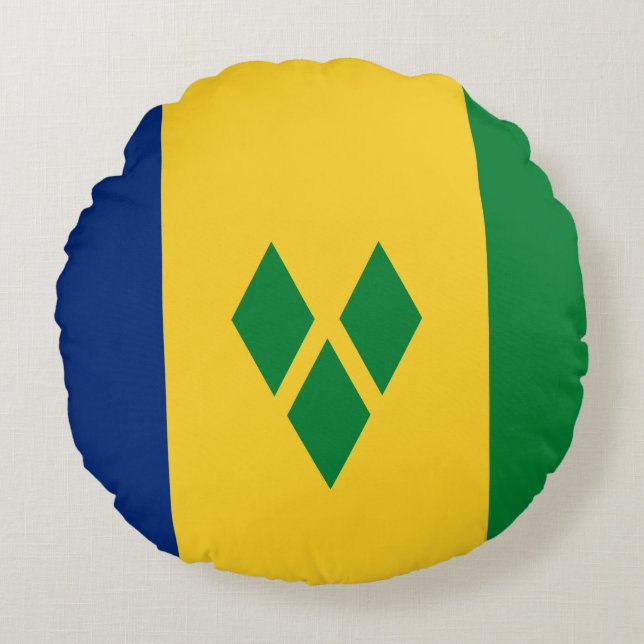 Flag of Saint Vincent and the Grenadines Round Cushion (Front)