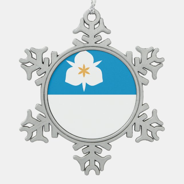 Flag of Salt Lake City, Utah Snowflake Pewter Christmas Ornament (Front)