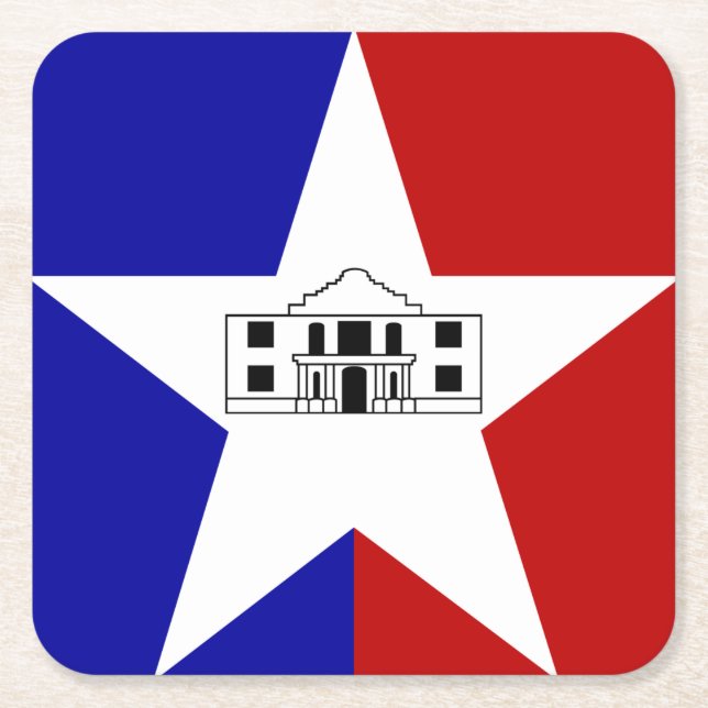 Flag of San Antonio, Texas Square Paper Coaster (Front)